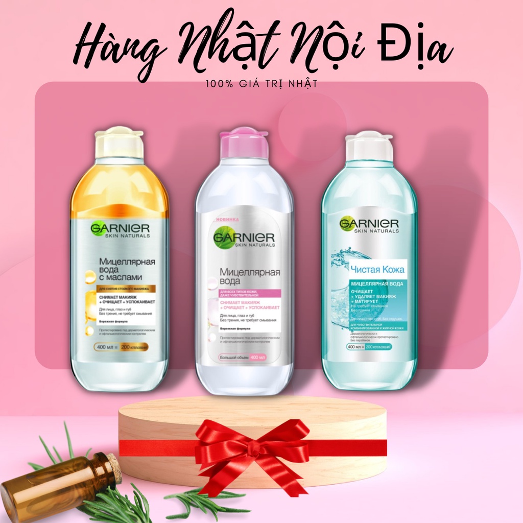 Nước tẩy trang Garnier 400ml Pháp, nước tẩy trang cho mọi loại da