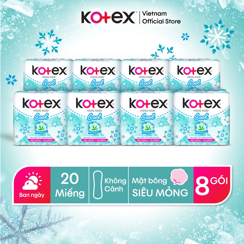 Combo 8 băng vệ sinh Kotex Hằng Ngày Cool 20miếng/gói