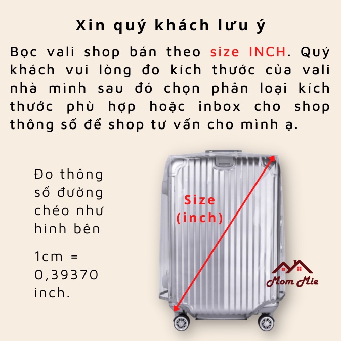 Túi bảo vệ vali - bọc vali chống trầy nhựa trong/ nhựa đục/ vải không dệt - H001, M130