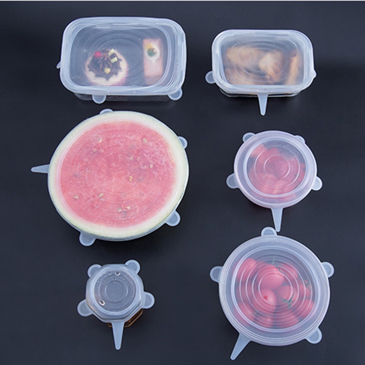 Bộ 6 Miếng Silicone Bọc Thực Phẩm Nắp Đậy Màng Silicon Bảo Quản Thức Ăn