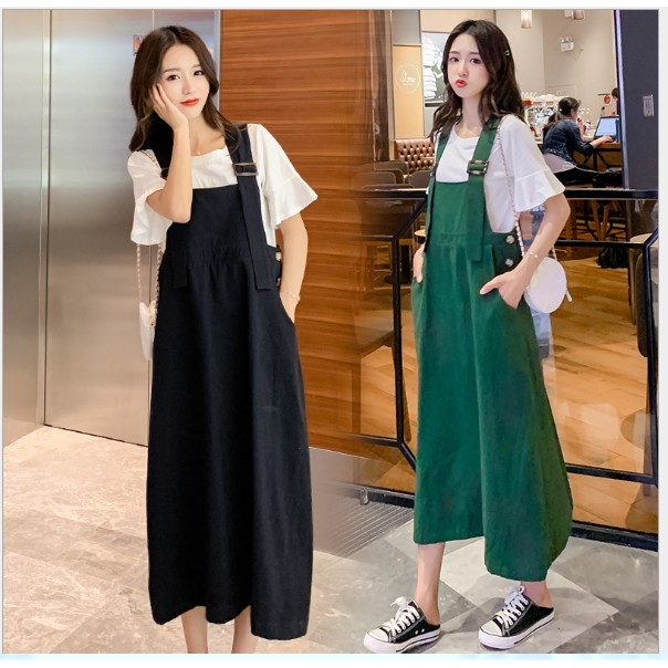 ĐẦM BẦU VÁY BẦU CÔNG SỞ YẾM, PHONG CÁCH HÀN QUỐC 2 MÀU ( kèm áo thun)