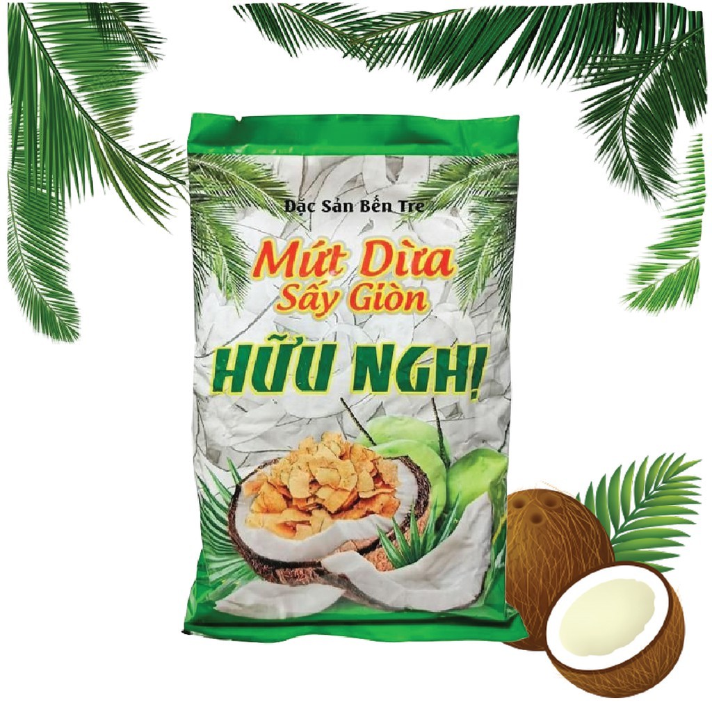 Dừa Sấy Giòn Hữu Nghị đặc sản Bến Tre Gói 275gr