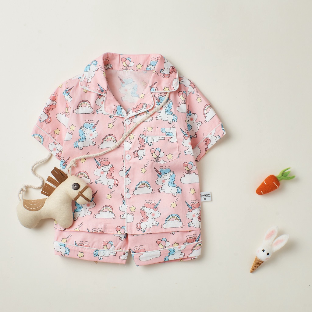 Bộ đồ ngủ pyjama quần đùi áo cộc tay họa tiết dễ thương cho bé BR21002 - Chick Chick