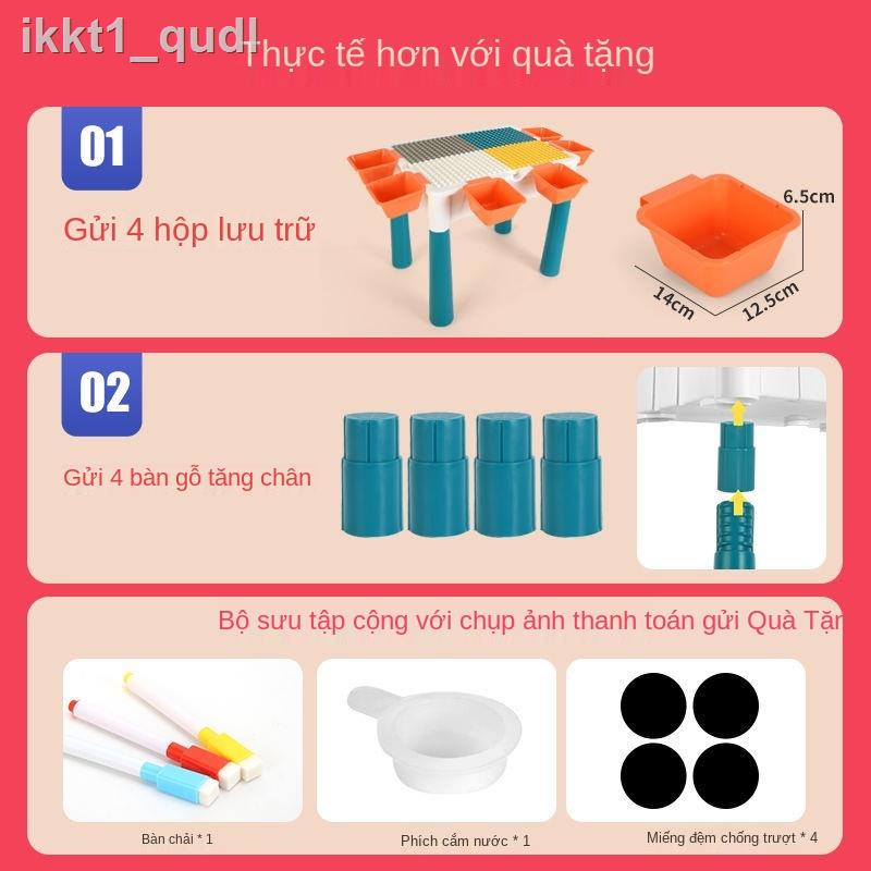 ABộ bàn ghế tòa nhà đa năng trẻ em, hạt to lớn, tương thích với đồ chơi trí tuệ lắp ráp Lego, 3 bé, 6 não