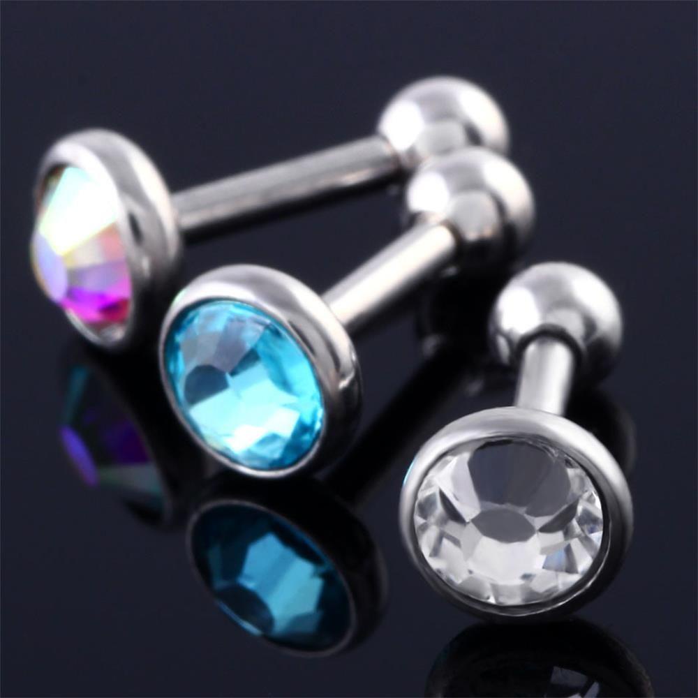 Bộ 2 Khuyên Xỏ Lỗ Tai Bằng Thép Đính Đá Zircon Nhiều Màu Thời Trang|Trang Sức / Nhiều Màu