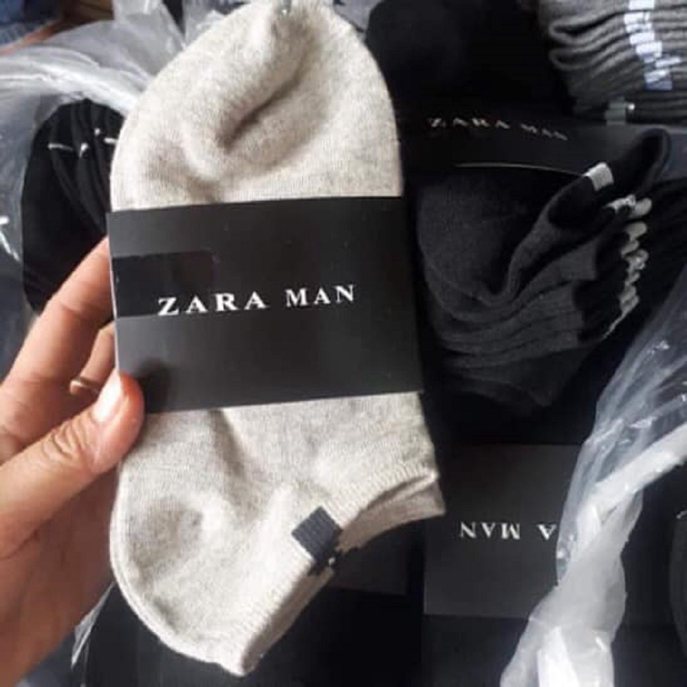 10 Tất Nam Nữ ZARA Trơn Cổ Ngắn Cao Cấp Chất Cotton 100% .ĐT.Lv