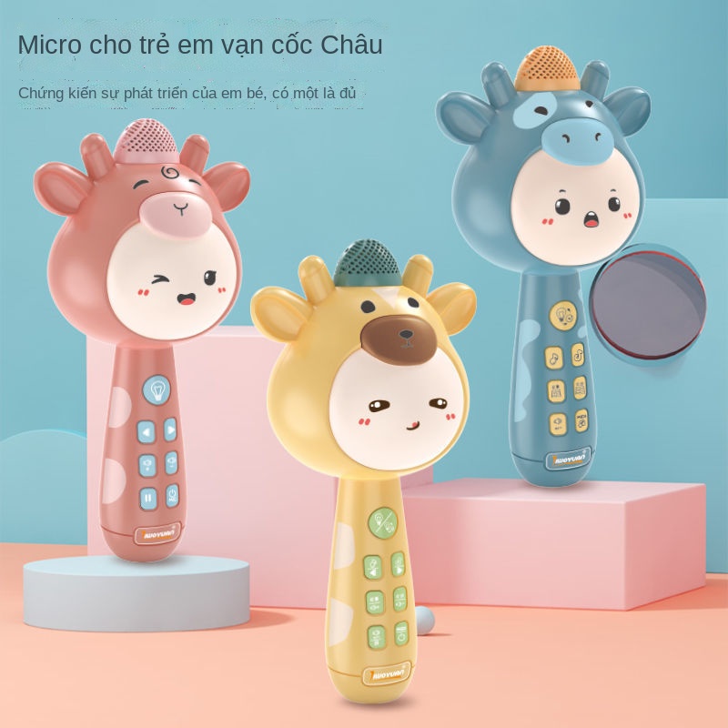 ◄♣Micro karaoke cho bé micro karaoke không dây bluetooth karaoke âm thanh tích hợp máy kể chuyện đồ chơi giáo dục sớm