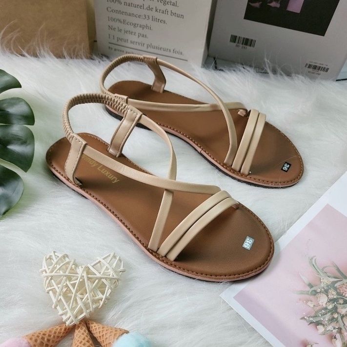 [ MẪU SANDAL NỮ ] Giày sandal nữ đế bệt chiến binh xỏ ngón dây mảnh quai chéo hot mùa hè đi biển, đi chơi, đi học,,,,