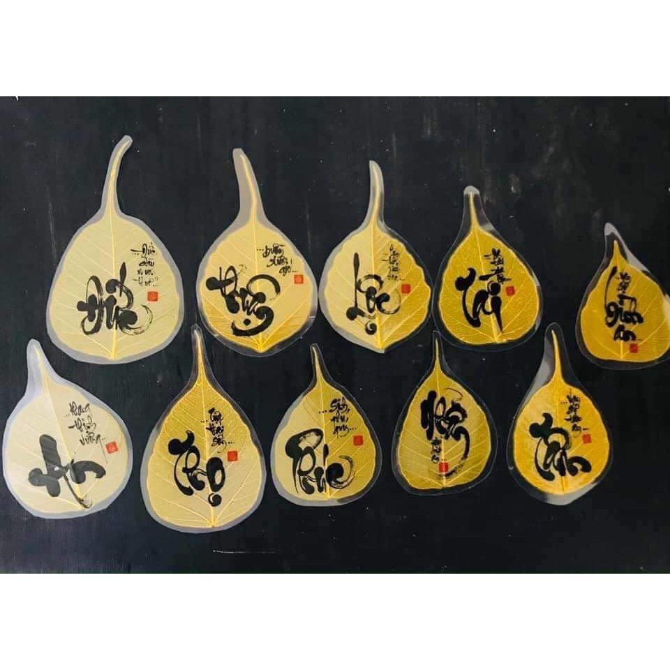 Lá Bồ Đề Mạ Vàng Trang Trí Cây Cảnh, Treo Tường, Treo Xe, Ốp điện thoại may mắn