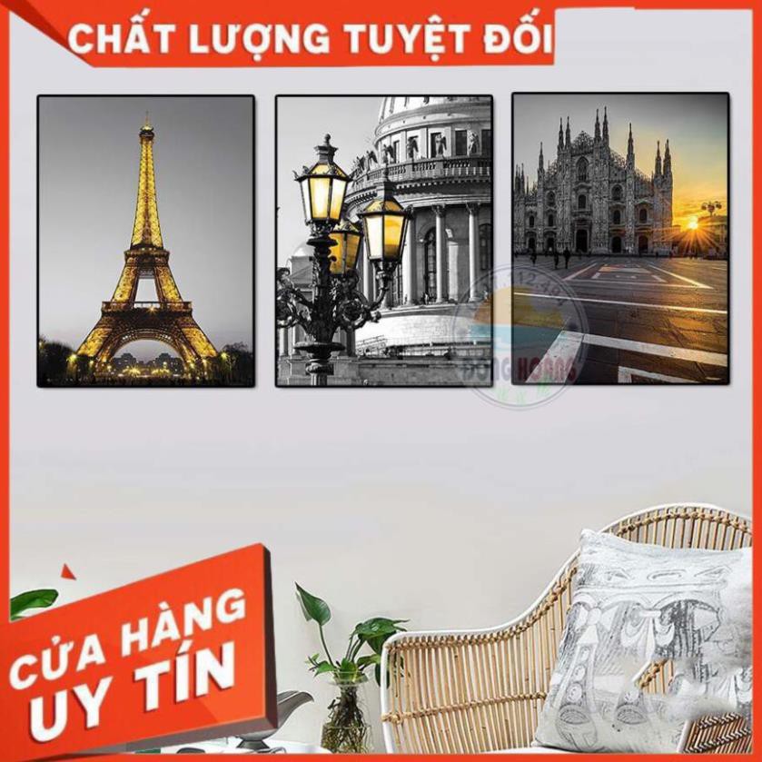 [ẢNH THẬT] Tranh Paris, Tranh treo tường 3D in Formex, 3 tấm - Bảo hành 1 năm (TẶNG kèm đinh đa năng)