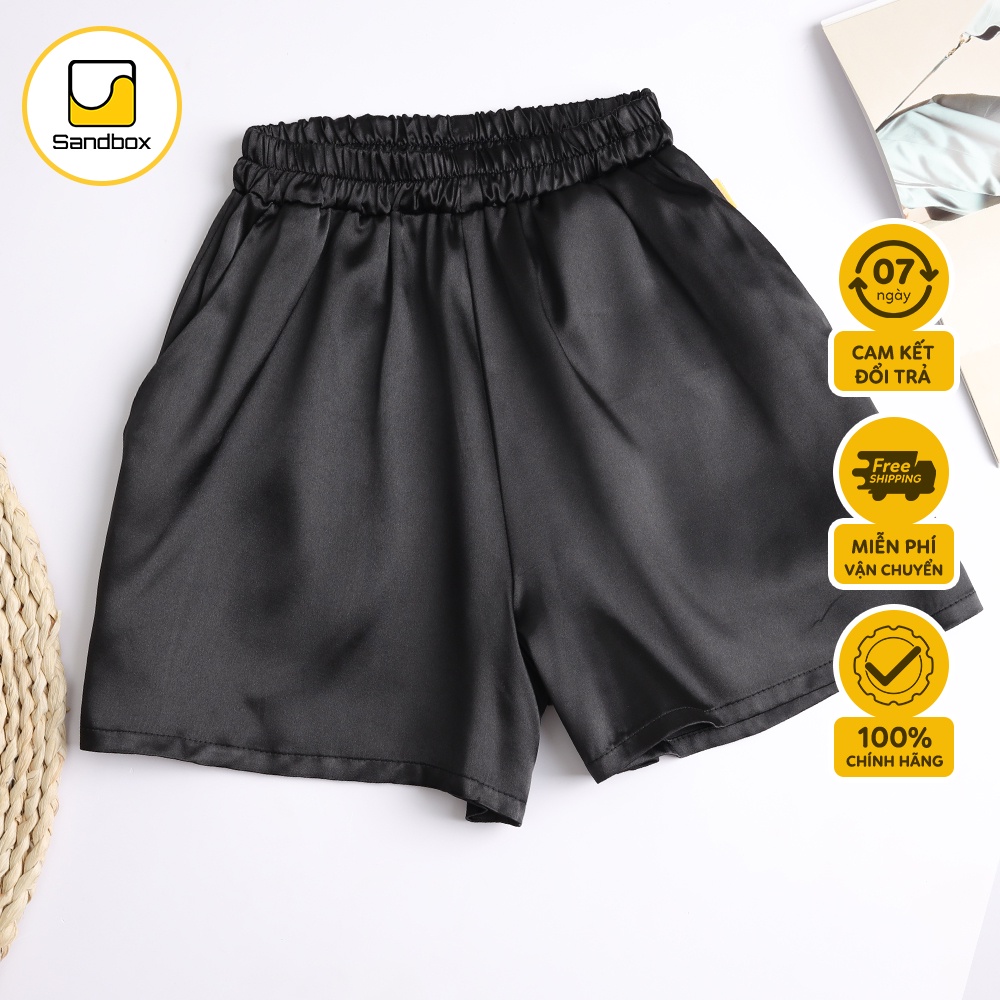 Quần Short Nữ SANDBOX Lụa Satin Cao Cấp Mềm Mịn,Thoáng Mát, Form Rộng
