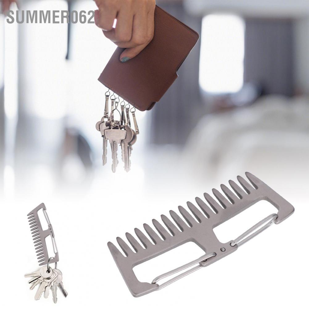 Summer062 Lược hợp kim titan EDC ngoài trời Dụng cụ cắm trại có khóa nhẹ chống tĩnh điện