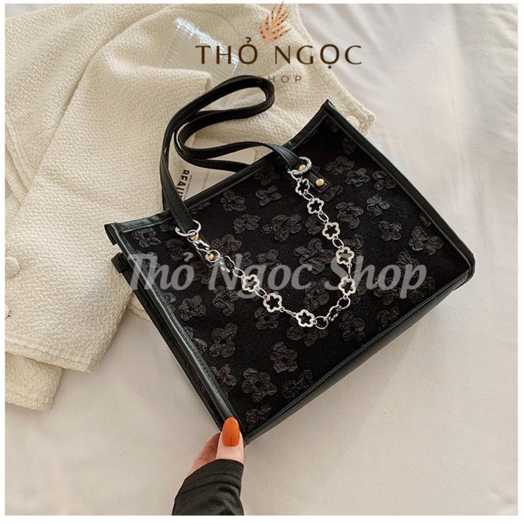 Túi Đeo Vai Nữ Dáng Công Sở THONGOCSHOP Chất Da Đẹp Họa Tiết Hoa Nổi Sành Điệu Size 28*23*11