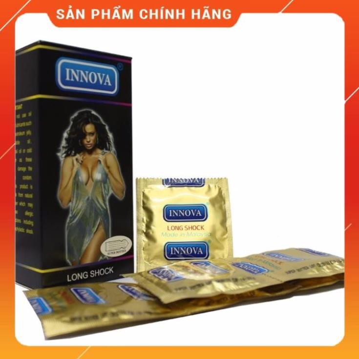 Bao cao su Innova đen - Vòng gân Hạt nổi Kéo dài thời gian 12 chiếc - tặng hộp nhỏ 3 chiếc