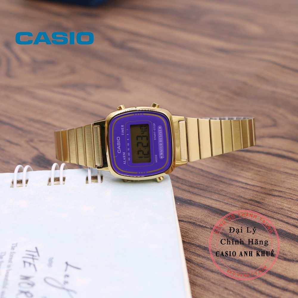 Đồng hồ điện tử nữ Casio LA670WGA-6DF dây kim loại