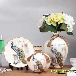 Bộ 3 Bình Gốm Trang Trí Phòng Khách Hút Tài Lộc(BG002)