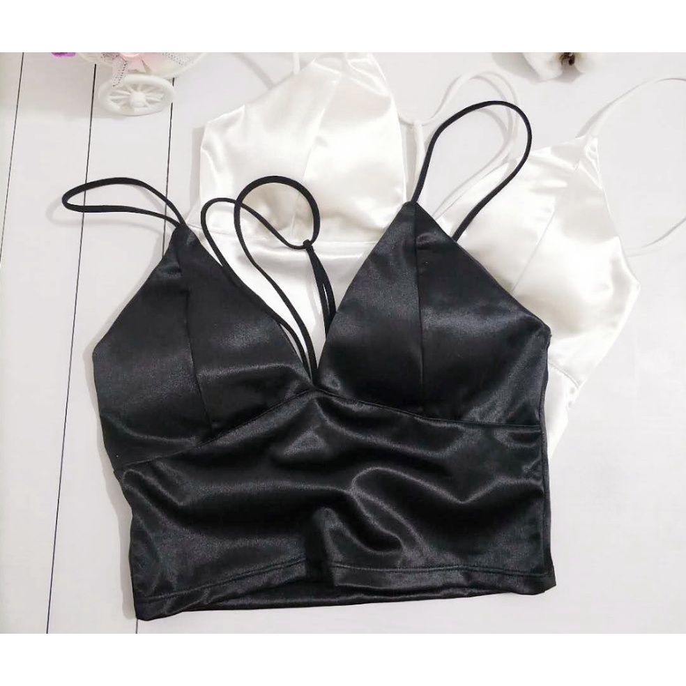 Áo bra nữ satin hai dây, thiết kế đơn giản, trẻ trung, dễ phối đồ, phù hợp dưới 55kg (MS 04018) Anna Shop