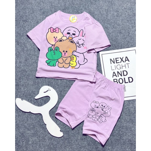 Bộ ngố lửng bé gái thun cotton 4 chiều mềm mát