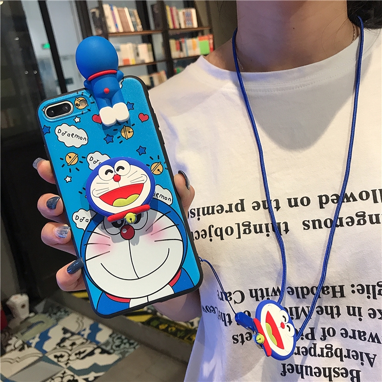 Ốp điện thoại OPPO mềm hình Doraemon DIY có móc cho A9 A5 2020 A1K F11 Pro A7 F9 F7 F5 A3S F1S A37 A39 A57 A83 A71