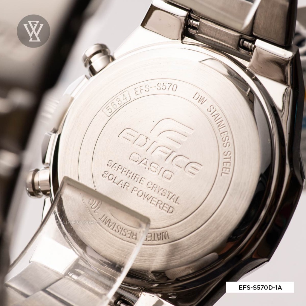 Đồng Hồ Năng Lượng Mặt Trời Nam Casio Edifice WATCHSTORE EFS-S570D-1AUDF, Kính Sapphire 45.4mm, Dây Kim Loại, Vỏ Thép