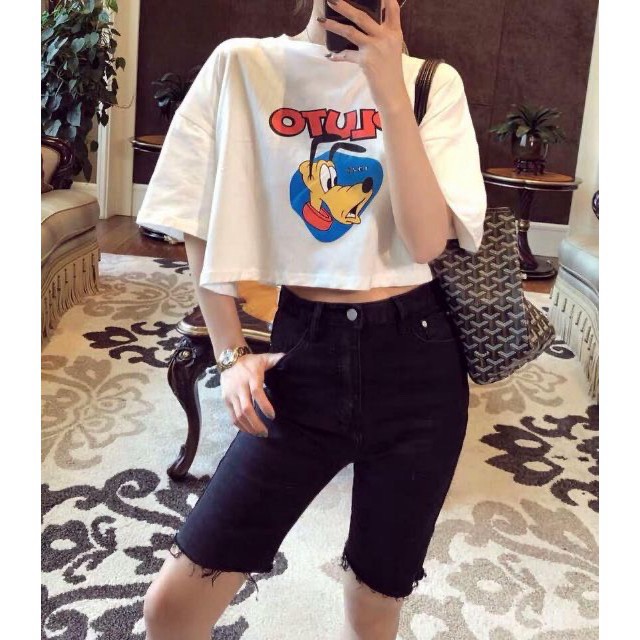 [Cao Cấp] Áo Thun Nữ, Áo Croptop Nữ Họa Tiết Chú Chó Đáng Yêu kèm ảnh thật <3