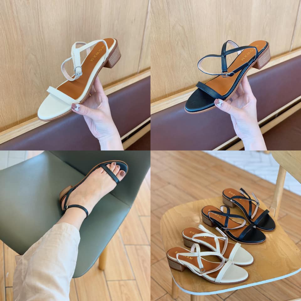 SORAMI- SANDAL GÓT 2CM , GIÀY NỮ GÓT THẤP THỜI TRANG QUAI MẢNH
