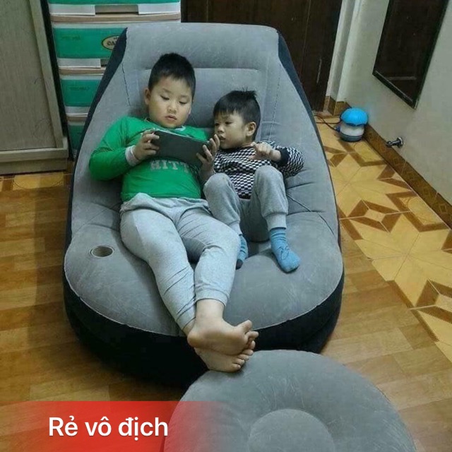 [Hàng Cao Cấp] Ghế hơi tựa lưng bọc nhung tặng kèm đệm hơi lót chân và bơm điện- Bảo hành 12 tháng