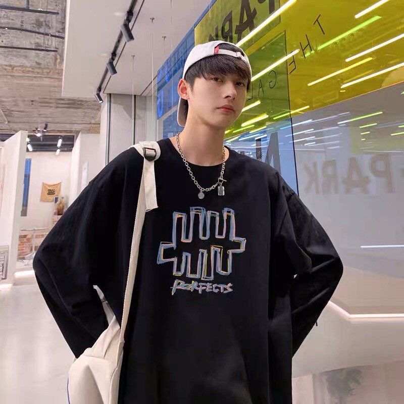 Áo thun unisex tay dài sweater nam nữ form rộng teen cổ tròn oversize cotton giá rẻ basic freesize ulzzang CHỮ H
