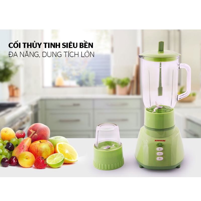 Máy xay sinh tố sunhouse  Máy xay sinh tố đa năng 2 cối, chất liệu thủy tinh an toànBảo hành 12 tháng
