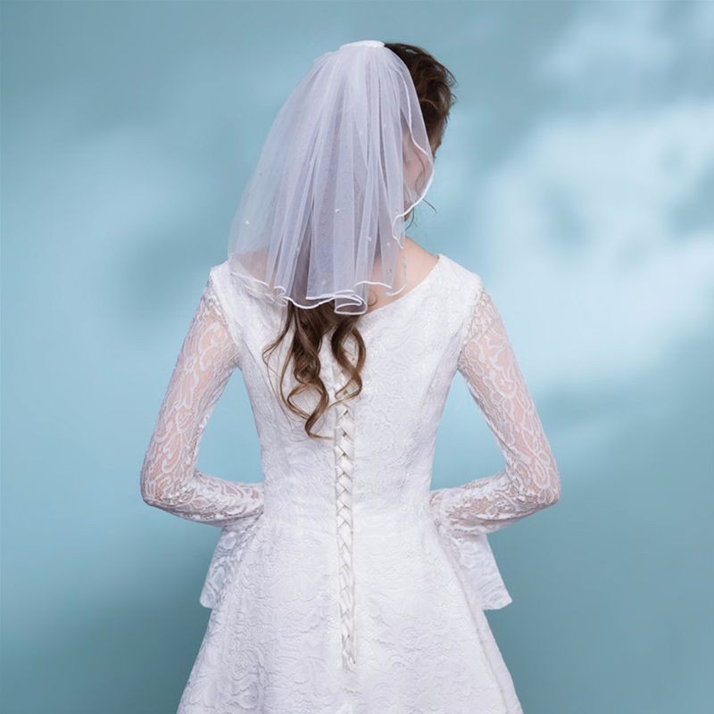 Khăn voan cài tóc đính ngọc trai phụ kiện ngày cưới cho cô dâu