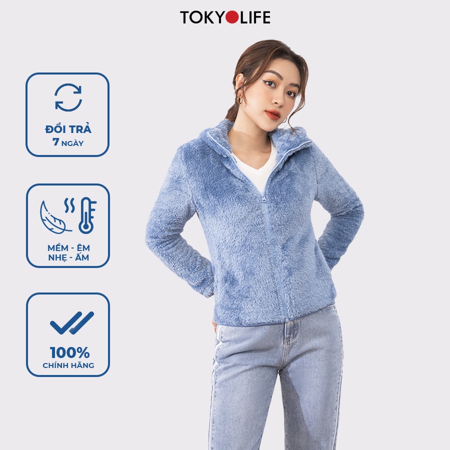 Áo Khoác Lông Cừu Nhân Tạo Cao Cấp, Siêu Ấm Nữ mũ liền TOKYOLIFE J2/I9FLJ507H