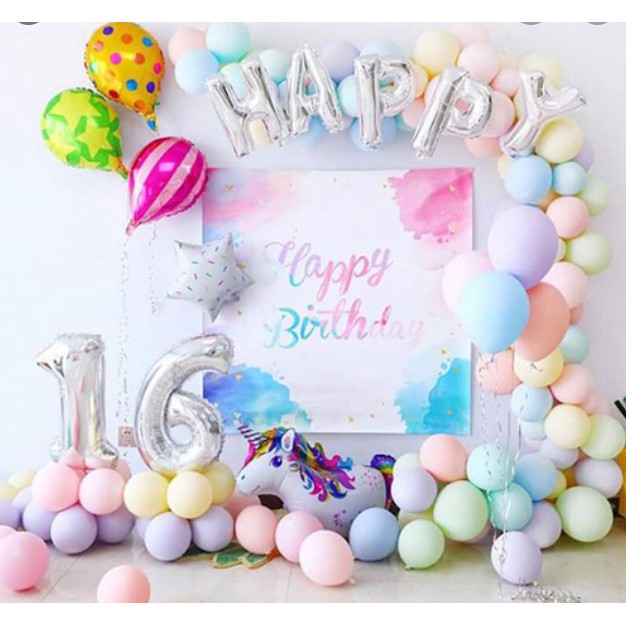 Bong bóng Macaron Pastel size 25cm bịch 50 cái bóng trang trí sinh nhật Phụ kiện trang trí sinh nhật happy birthday