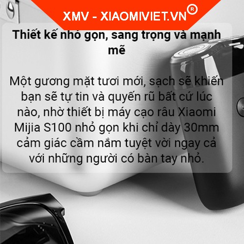 Máy cạo râu mini Xiaomi Mijia S100-MSX201 - Chống nước IPX7 | Thiết kế nhỏ gọn - Hàng chính hãng