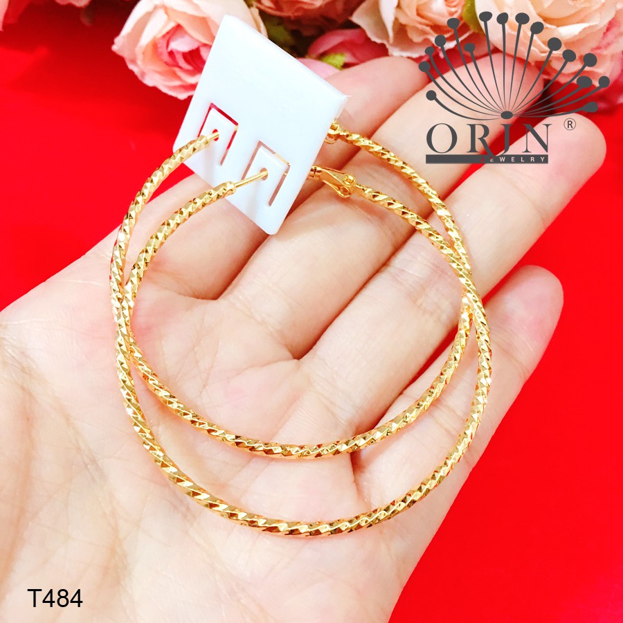 Bông tai vòng tròn khía sáng thiết kế cao cấp Orin T484