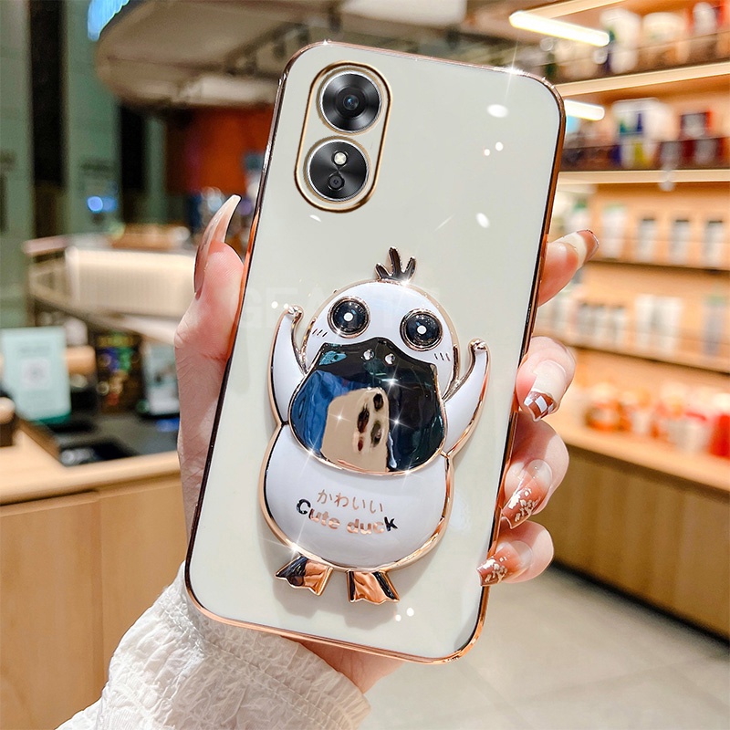 Ốp Điện Thoại Mềm Có Giá Đỡ Hình Chú Vịt Cho Vivo Y36 Y35 Y35M + Y78 Y78 + Y02 Y16 Y77 Y75 Y15A Y33S Y21 Y21S