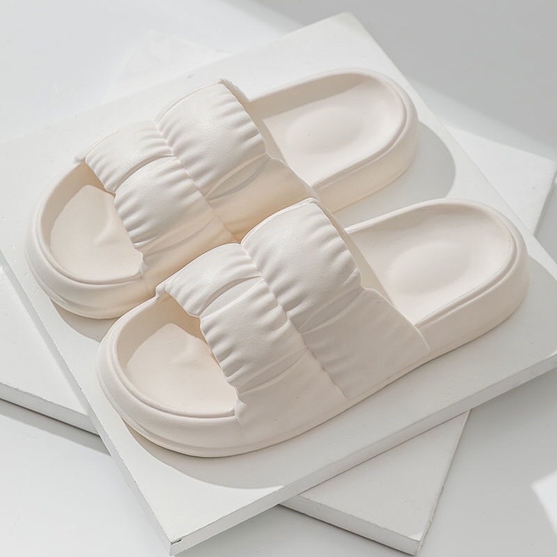 Dép Bánh Mì Ô Vuông Nhún Đế Độn 3cm Mang Trong Nhà Mang Đi Chơi Siêu Êm - DL160