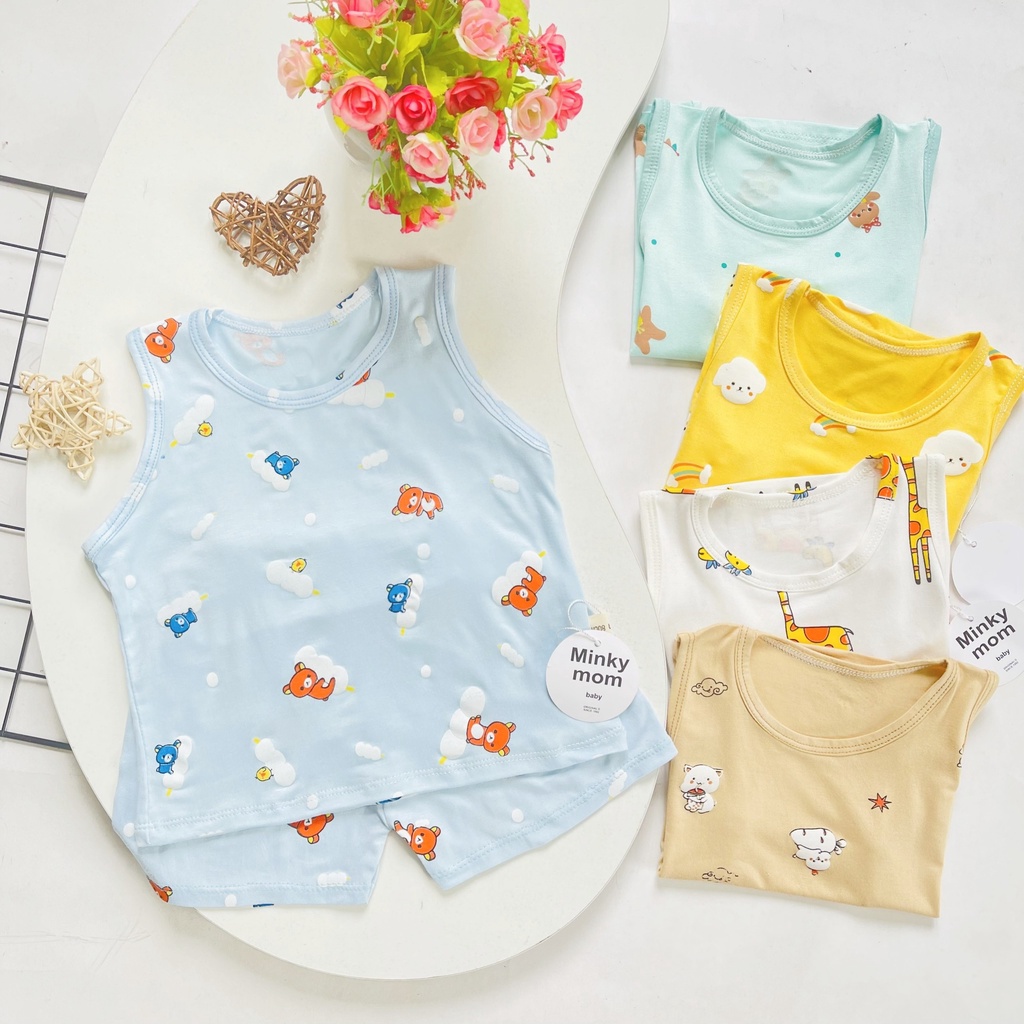 Bộ ba lỗ sát nách thun lạnh MINKY MOM cho bé trai &amp; gái chuẩn loại một