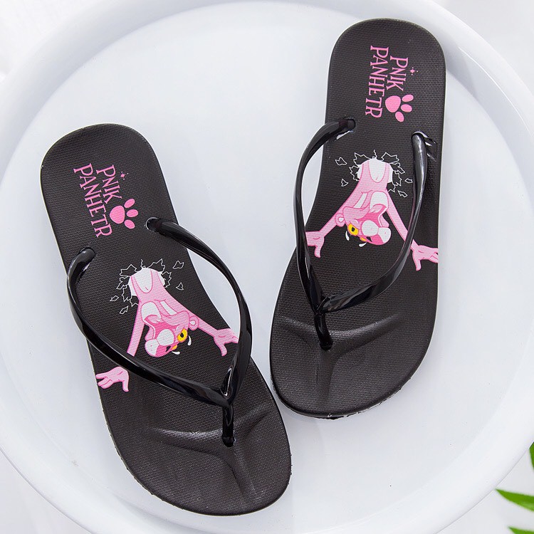 Dép Xỏ Ngón Đi Biển In Hoạt Hình Dễ Thương Màu Đen