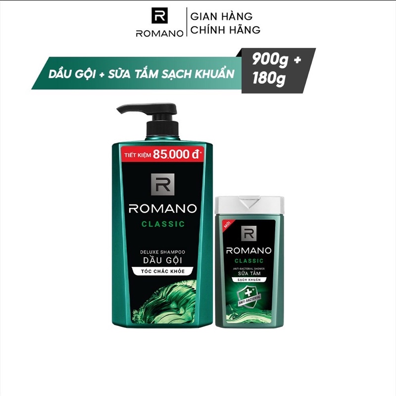 rẻ shock DẦU GỘI/ SỮA TẮM ROMANO TẶNG KÈM SỮA TẮM CHAI 900g( hàng tặng theo phân loại)