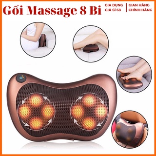 Gối massage cổ vai gáy , máy massage hồng ngoại 8 bi