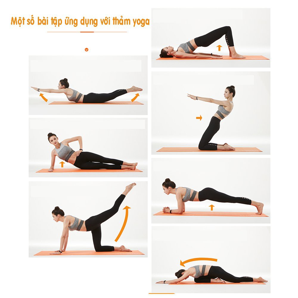 Thảm tập yoga mat gym thể dục TPE cao su chống trơn trượt 2 lớp 6mm, định tuyến 8mm
