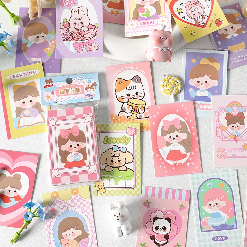 Peach 20Pcs Cute cartoon girl base paper material bag Journal Scrapbook Decor Paper