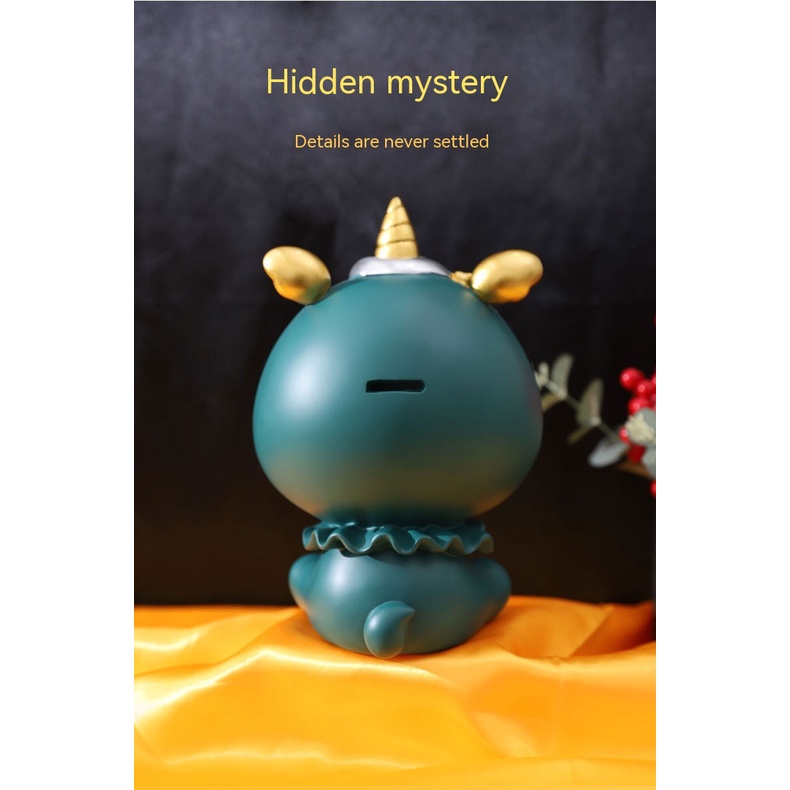 Ống Heo Tiết Kiệm Hình Chú Gấu May Mắn Miệng To Bằng Nhựa Resin Sáng Tạo