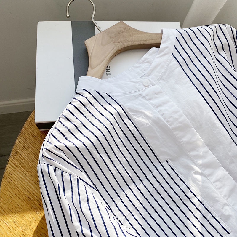 Áo Sơ Mi Dài Tay Họa Tiết Kẻ Sọc Đơn Giản Thời Trang Hàn Quốc