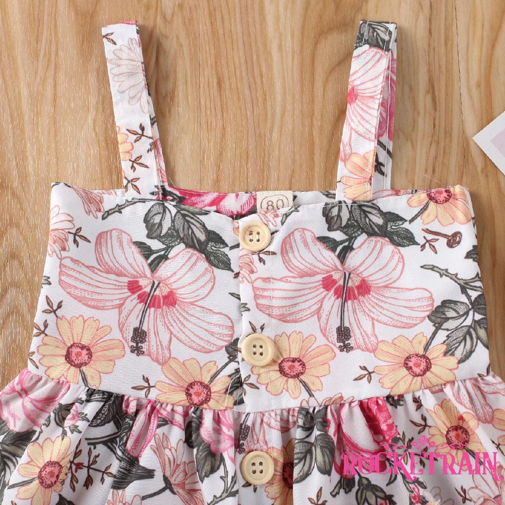 Đầm Xòe Họa Tiết Hoa Phong Cách Công Chúa Cho Bé Gái