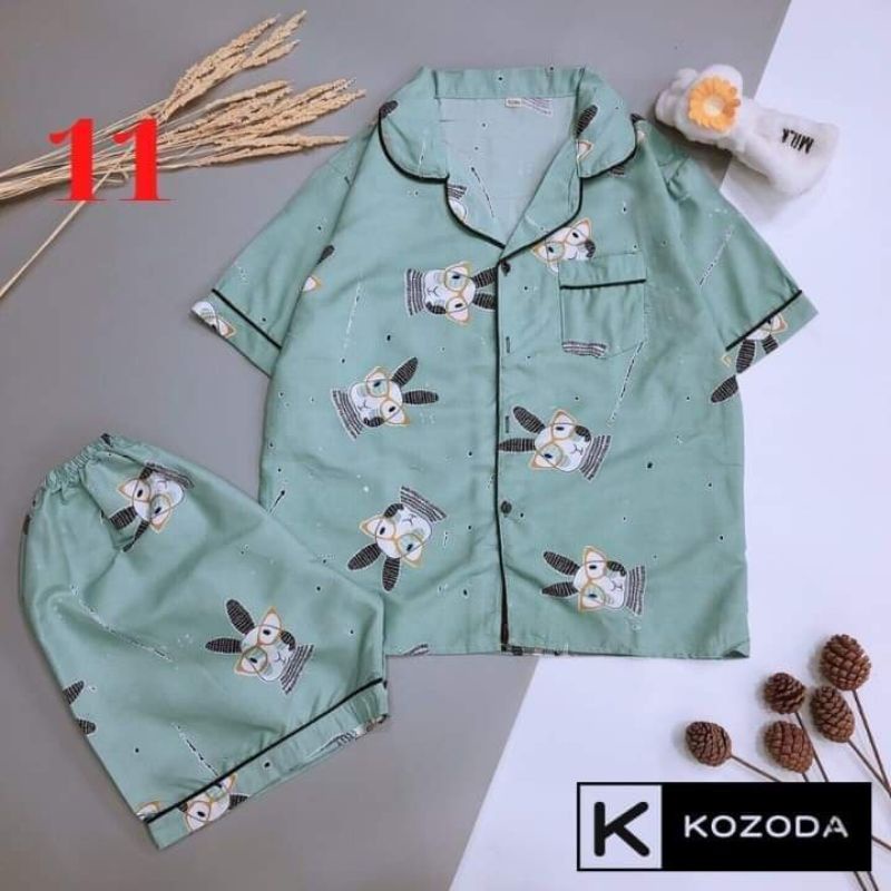 Bộ Pizama Kate Thái Tay Cộc Quần Đùi Chuẩn loại 1 mềm mát - kèm ảnh thật ko