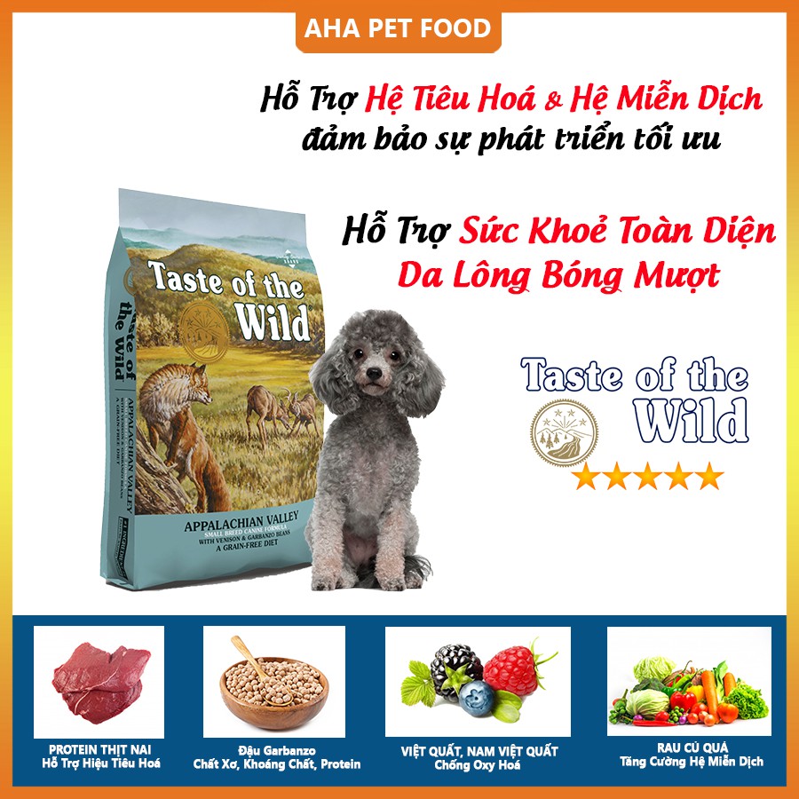 [Nhập Khẩu USA] Thức Ăn Cho Chó Poodle Taste Of The Wild Bao 2kg - Appalachian Valley Thịt Nai & Đậu Garbanzo