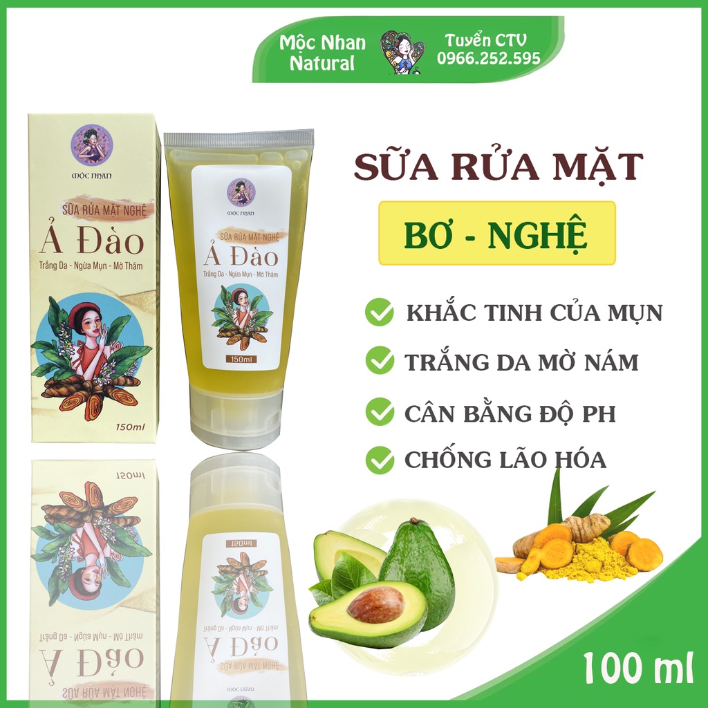 [Mã SRJULY1619 giảm 15K đơn 50K] Tiemxuongrong, Handmade Sữa Rửa Mặt Bơ Nghệ, Trắng Da, Mờ Thâm Nám, Mộc Nhan Natural.