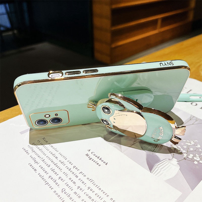 Ốp Điện Thoại Mềm Có Giá Đỡ Và Dây Đeo Ngắn Dễ Thương Cho OPPO Reno 8t 8 8z 7 4G 7z 6 6z 5G