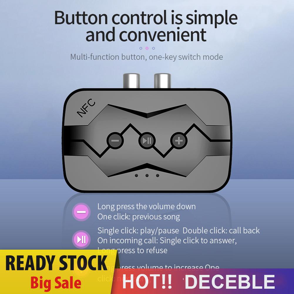 deceble 2 in 1 Bluetooth-compatible Audio Transmitter Receiver NFC Handsfree Call Dongle Kit